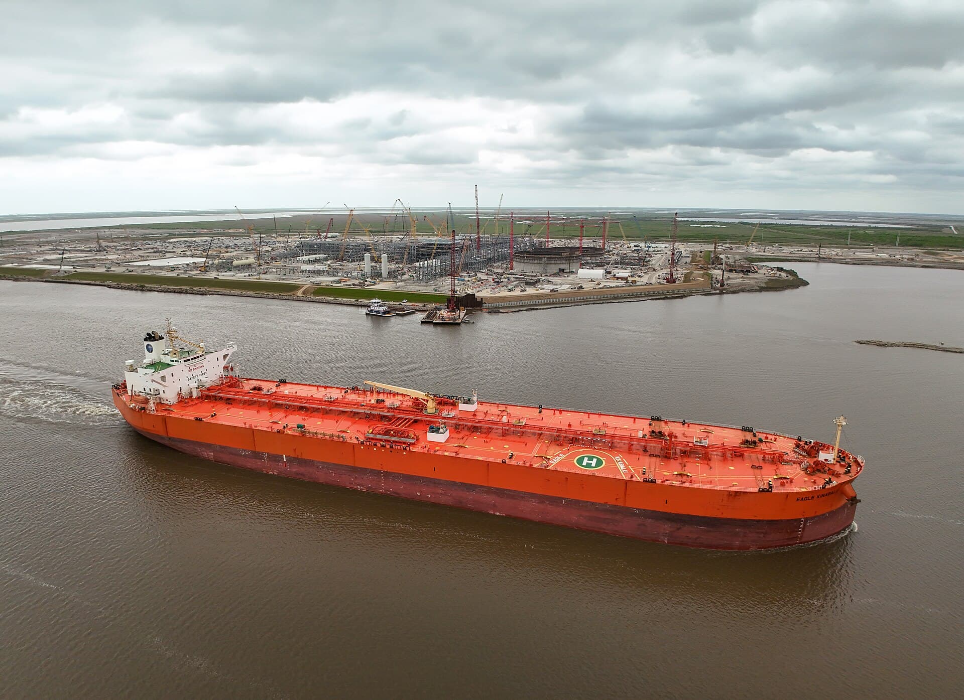 Crude oil tanker at port